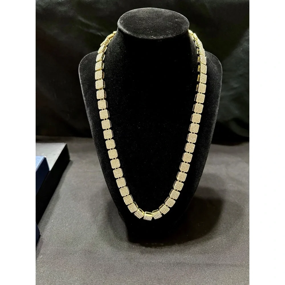 iced out tennis chain necklace vvscz stones gold over stainless 9 mm 22 inch